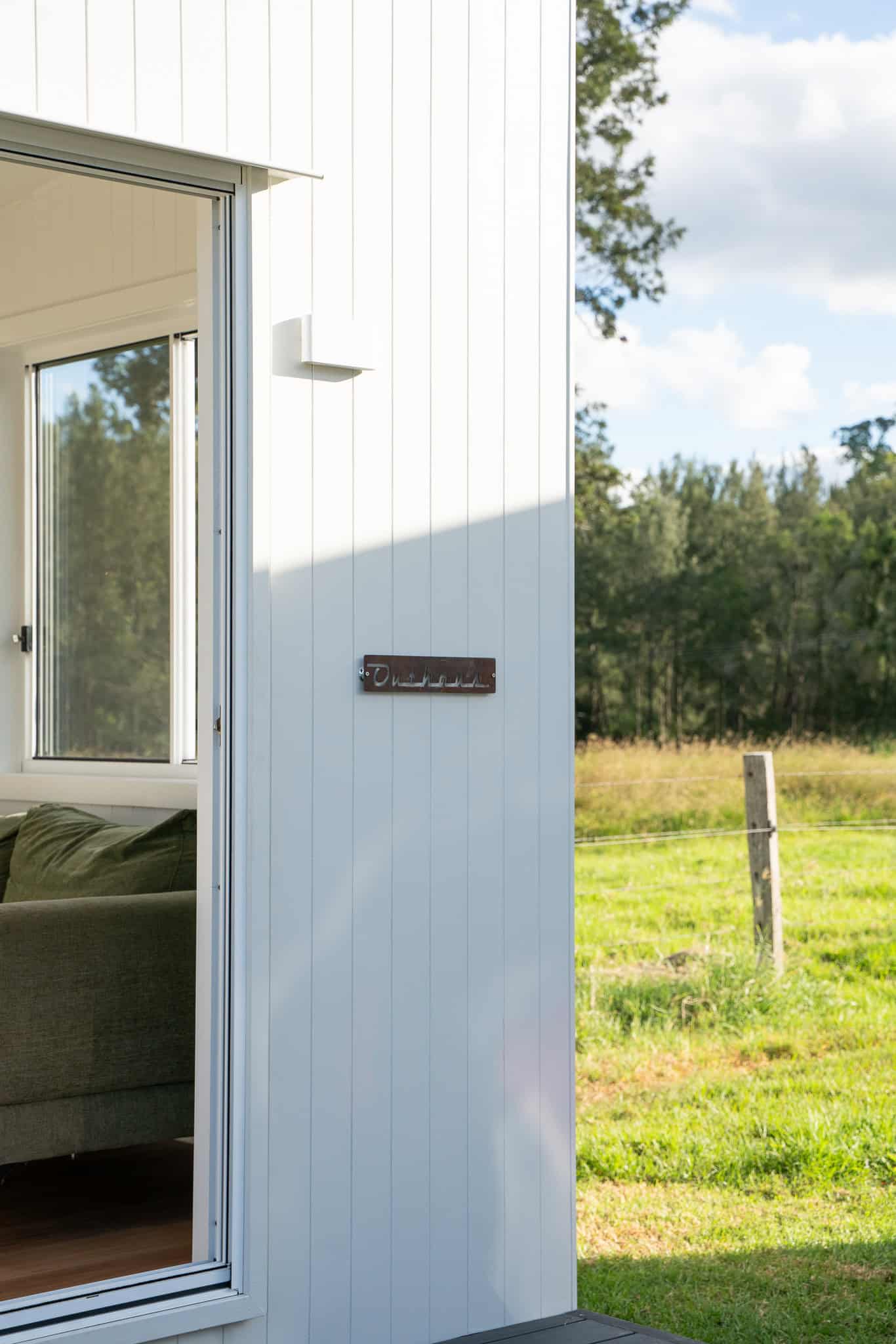 Outhaus granny flat, standing seam Colorbond, at the Laceys Creek yard