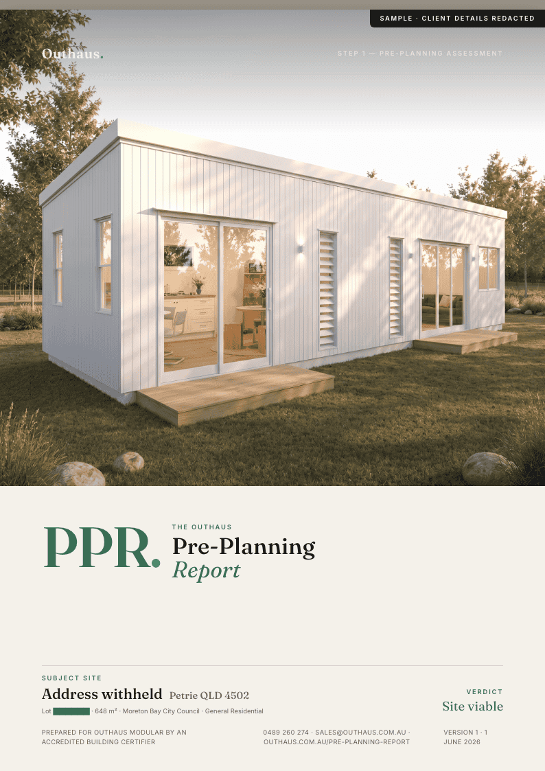 Outhaus Pre-Planning Report sample cover